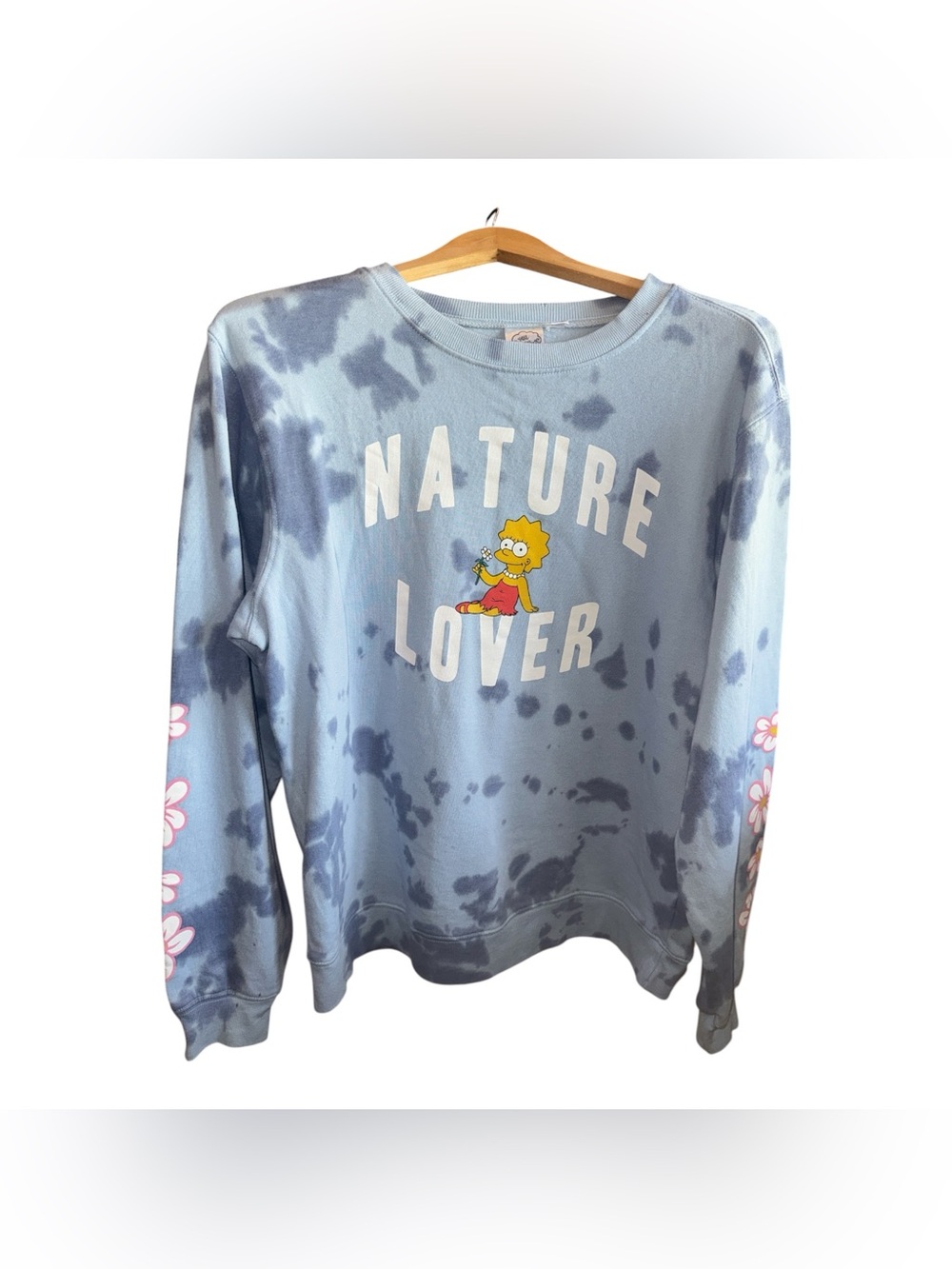 The Simpsons Light Blue Tie Dye Lisa Simpson Floral Pullover Sweatshirt Shirt